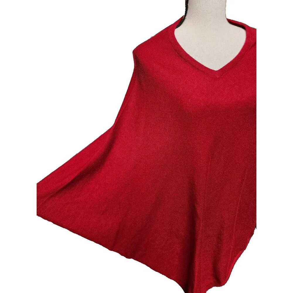 Cashmere Red Pullover Cape Wrap Size Medium
